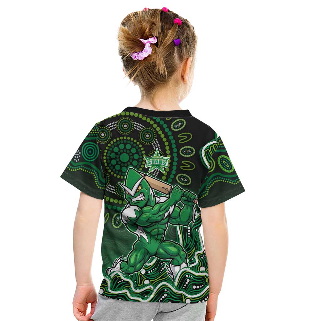 Melbourne Stars Cricket Mascot Kid T Shirt Aboriginal Dot Art Green And Black Tribal Pattern