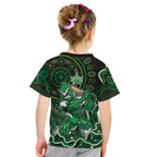 Melbourne Stars Cricket Mascot Kid T Shirt Aboriginal Dot Art Green And Black Tribal Pattern
