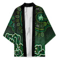 Melbourne Stars Cricket Mascot Kimono Aboriginal Dot Art Green And Black Tribal Pattern