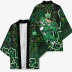 Melbourne Stars Cricket Mascot Kimono Aboriginal Dot Art Green And Black Tribal Pattern