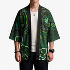 Melbourne Stars Cricket Mascot Kimono Aboriginal Dot Art Green And Black Tribal Pattern