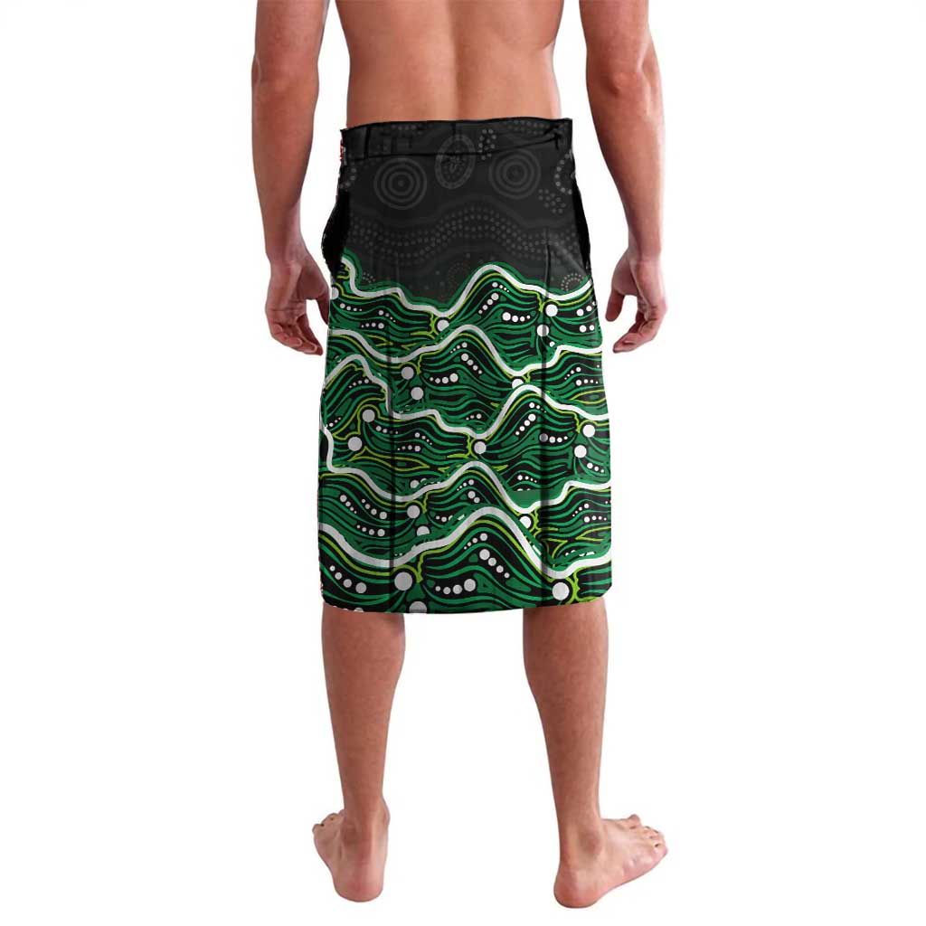 Melbourne Stars Cricket Mascot Lavalava Aboriginal Dot Art Green And Black Tribal Pattern