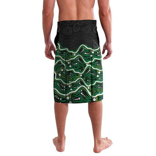 Melbourne Stars Cricket Mascot Lavalava Aboriginal Dot Art Green And Black Tribal Pattern
