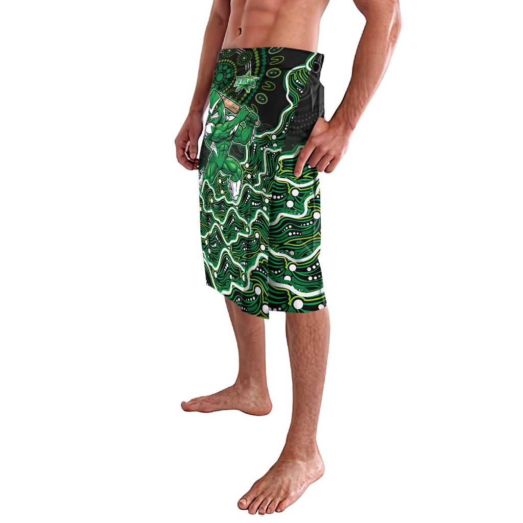 Melbourne Stars Cricket Mascot Lavalava Aboriginal Dot Art Green And Black Tribal Pattern