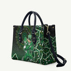 Melbourne Stars Cricket Mascot Leather Bag Aboriginal Dot Art Green And Black Tribal Pattern