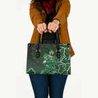 Melbourne Stars Cricket Mascot Leather Bag Aboriginal Dot Art Green And Black Tribal Pattern