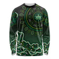 Melbourne Stars Cricket Mascot Long Sleeve Shirt Aboriginal Dot Art Green And Black Tribal Pattern