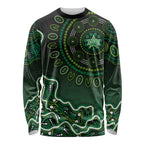 Melbourne Stars Cricket Mascot Long Sleeve Shirt Aboriginal Dot Art Green And Black Tribal Pattern
