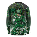 Melbourne Stars Cricket Mascot Long Sleeve Shirt Aboriginal Dot Art Green And Black Tribal Pattern