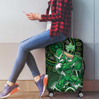 Melbourne Stars Cricket Mascot Luggage Cover Aboriginal Dot Art Green And Black Tribal Pattern