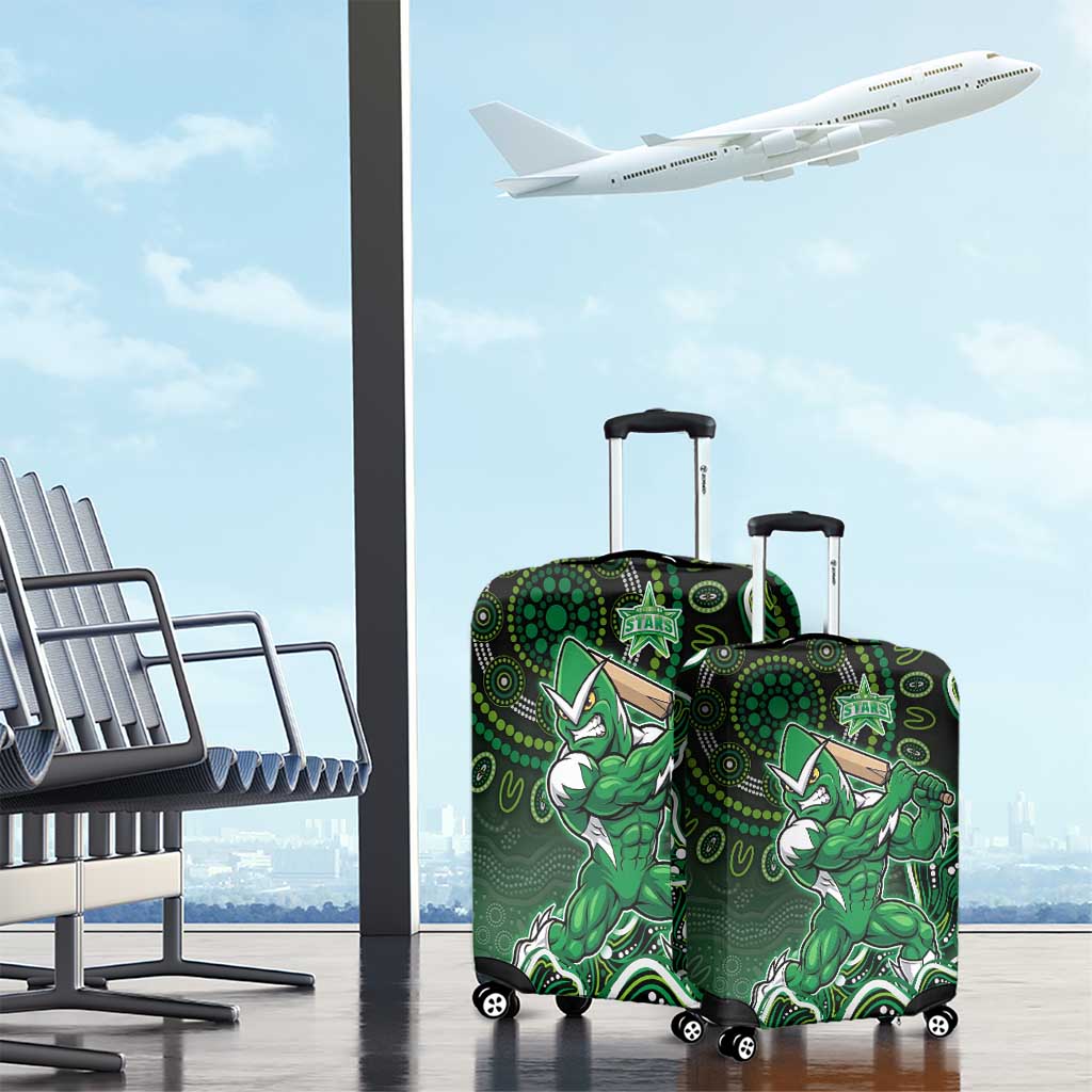 Melbourne Stars Cricket Mascot Luggage Cover Aboriginal Dot Art Green And Black Tribal Pattern