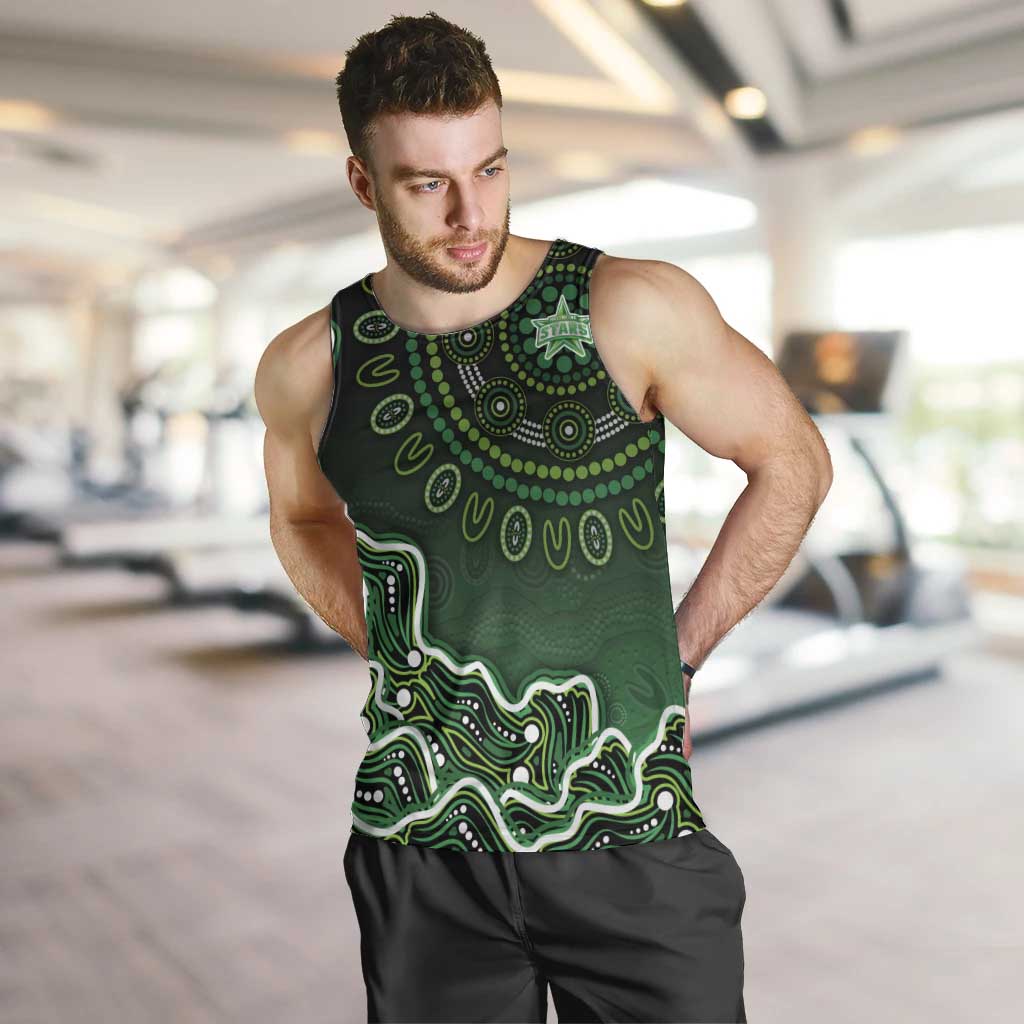 Melbourne Stars Cricket Mascot Men Tank Top Aboriginal Dot Art Green And Black Tribal Pattern