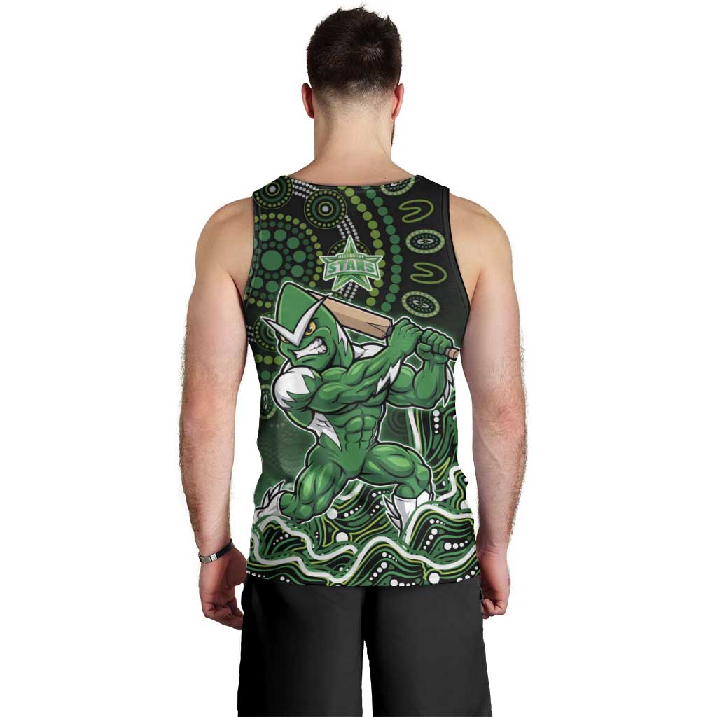 Melbourne Stars Cricket Mascot Men Tank Top Aboriginal Dot Art Green And Black Tribal Pattern