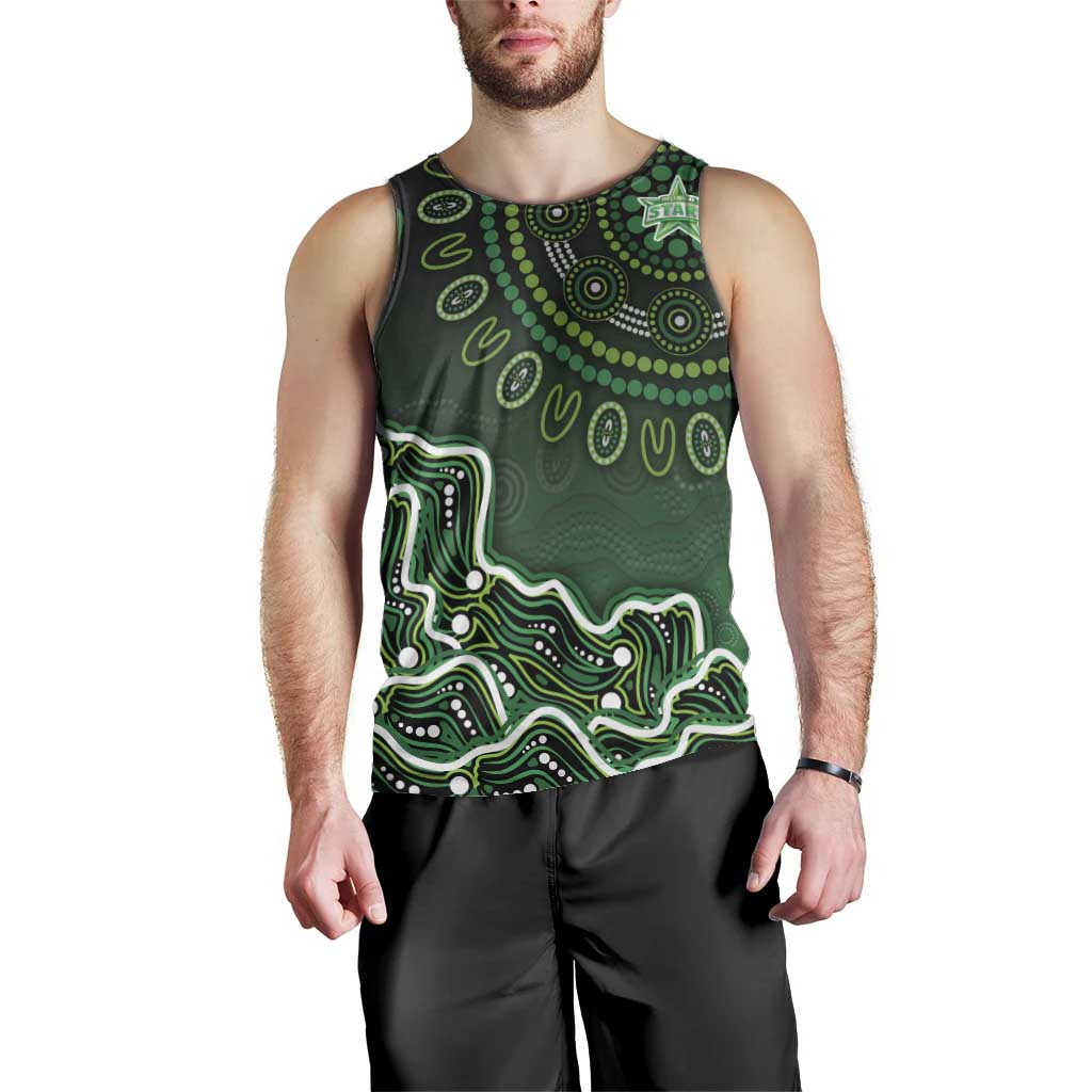 Melbourne Stars Cricket Mascot Men Tank Top Aboriginal Dot Art Green And Black Tribal Pattern