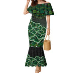 Melbourne Stars Cricket Mascot Mermaid Dress Aboriginal Dot Art Green And Black Tribal Pattern