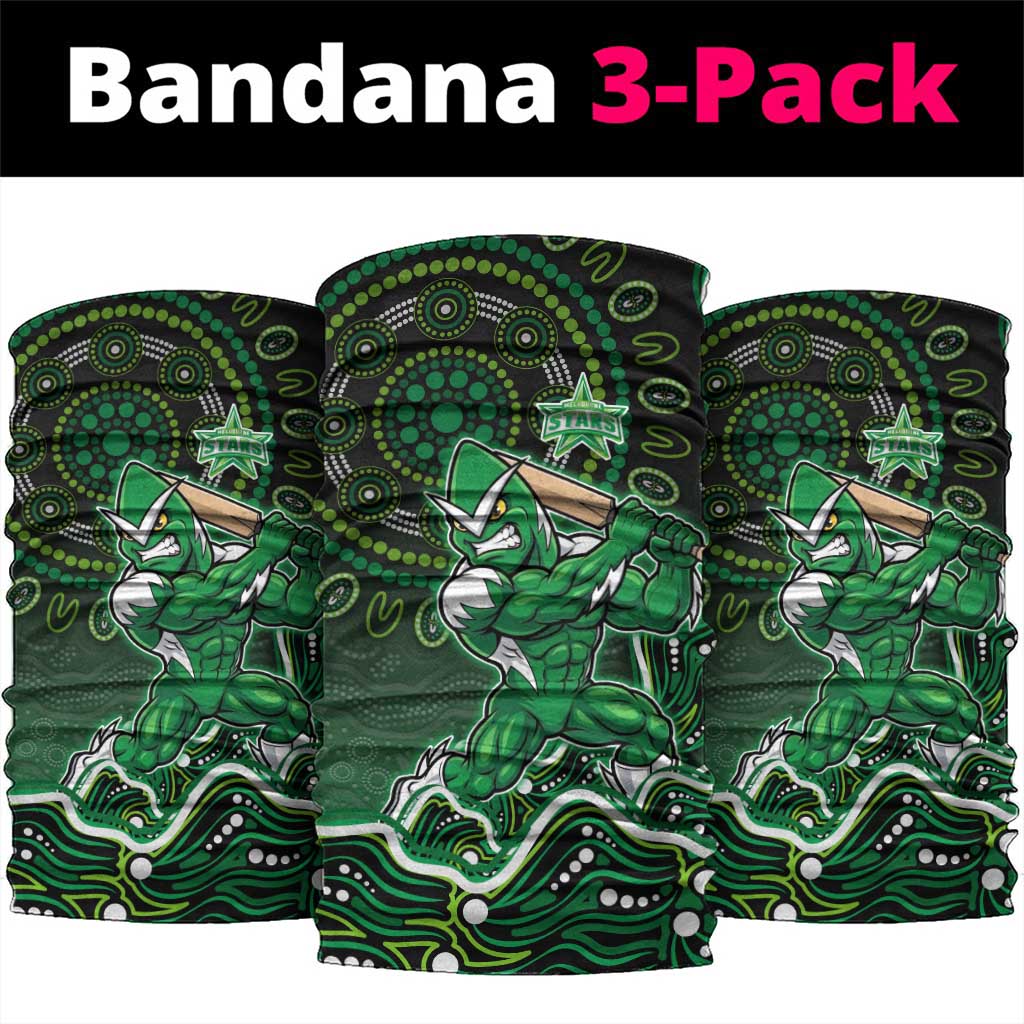 Melbourne Stars Cricket Mascot Neck Gaiter Aboriginal Dot Art Green And Black Tribal Pattern