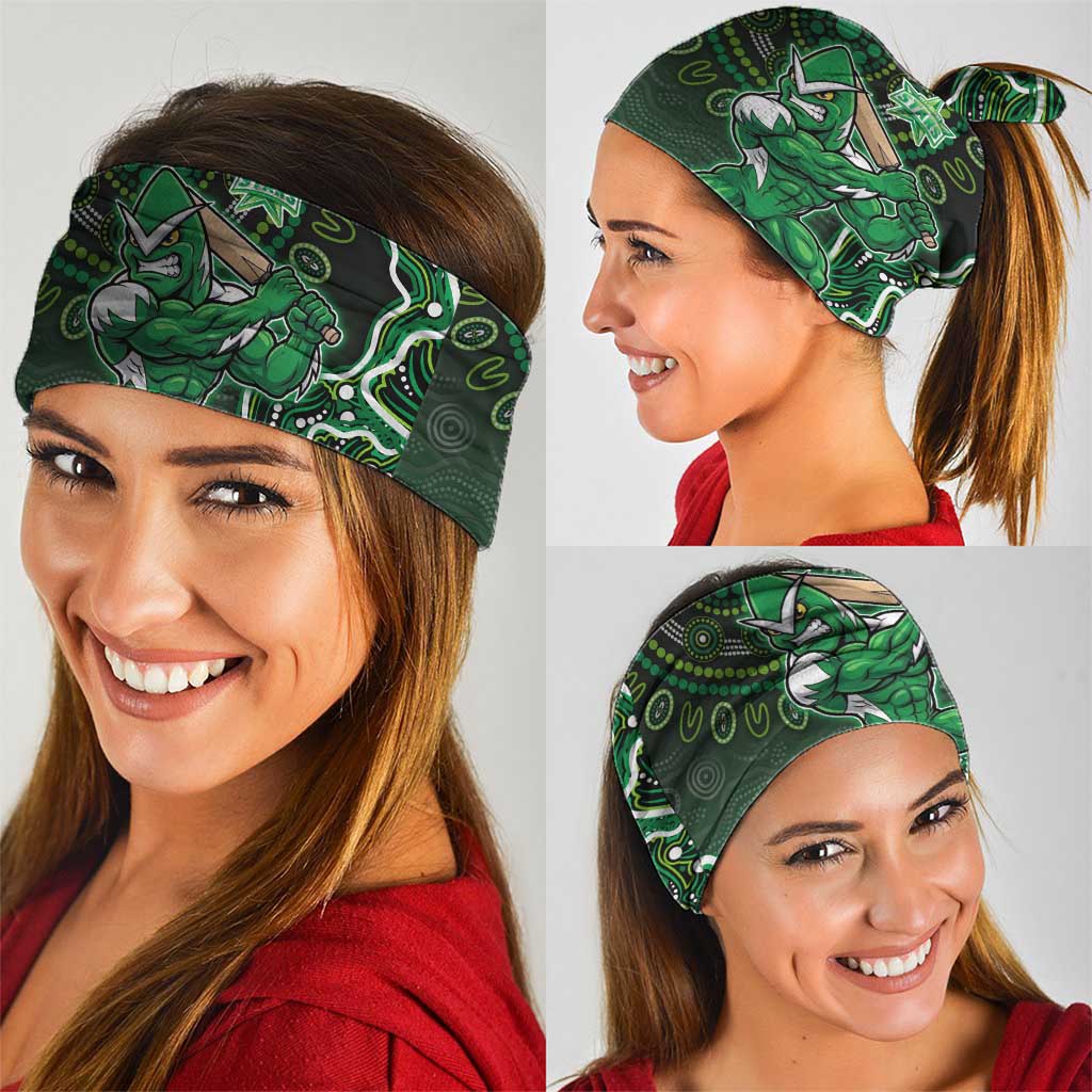 Melbourne Stars Cricket Mascot Neck Gaiter Aboriginal Dot Art Green And Black Tribal Pattern
