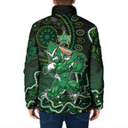 Melbourne Stars Cricket Mascot Padded Jacket Aboriginal Dot Art Green And Black Tribal Pattern