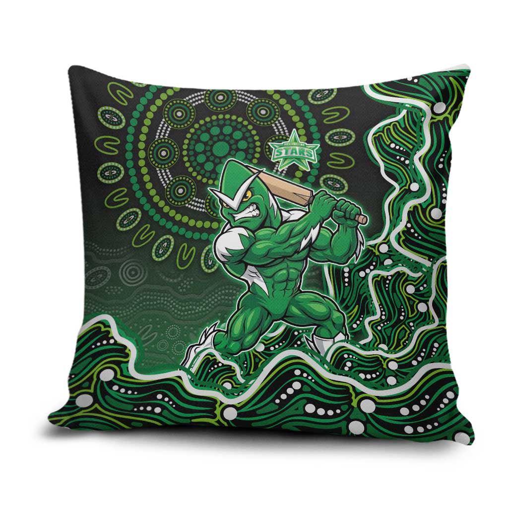Melbourne Stars Cricket Mascot Pillow Cover Aboriginal Dot Art Green And Black Tribal Pattern