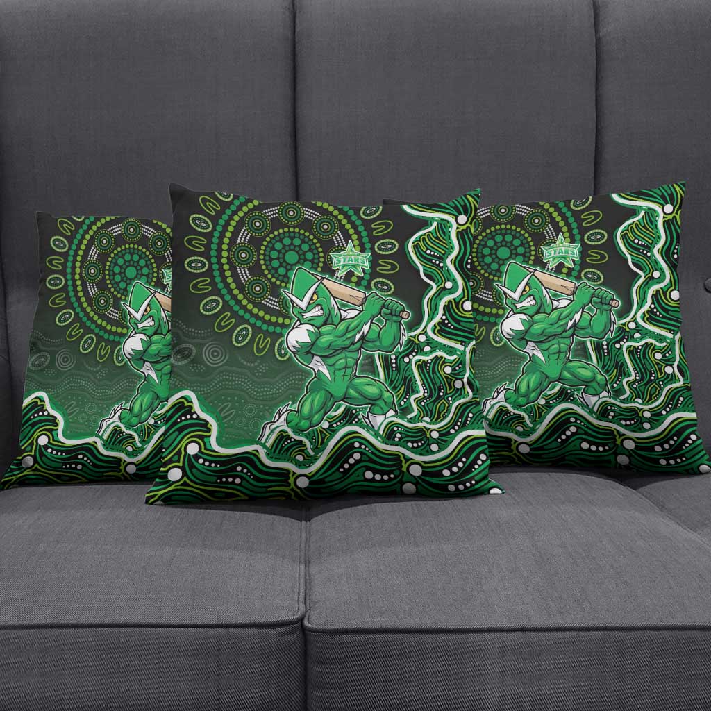 Melbourne Stars Cricket Mascot Pillow Cover Aboriginal Dot Art Green And Black Tribal Pattern