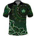 Melbourne Stars Cricket Mascot Polo Shirt Aboriginal Dot Art Green And Black Tribal Pattern