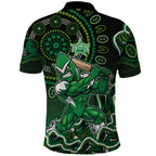 Melbourne Stars Cricket Mascot Polo Shirt Aboriginal Dot Art Green And Black Tribal Pattern