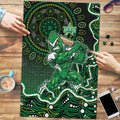 Melbourne Stars Cricket Mascot Puzzle Aboriginal Dot Art Green And Black Tribal Pattern