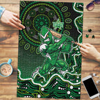 Melbourne Stars Cricket Mascot Puzzle Aboriginal Dot Art Green And Black Tribal Pattern