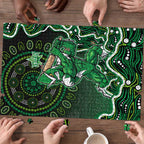 Melbourne Stars Cricket Mascot Puzzle Aboriginal Dot Art Green And Black Tribal Pattern