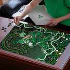 Melbourne Stars Cricket Mascot Puzzle Aboriginal Dot Art Green And Black Tribal Pattern