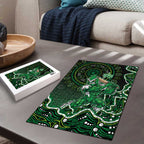 Melbourne Stars Cricket Mascot Puzzle Aboriginal Dot Art Green And Black Tribal Pattern