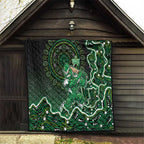 Melbourne Stars Cricket Mascot Quilt Aboriginal Dot Art Green And Black Tribal Pattern