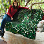 Melbourne Stars Cricket Mascot Quilt Aboriginal Dot Art Green And Black Tribal Pattern