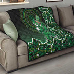 Melbourne Stars Cricket Mascot Quilt Aboriginal Dot Art Green And Black Tribal Pattern