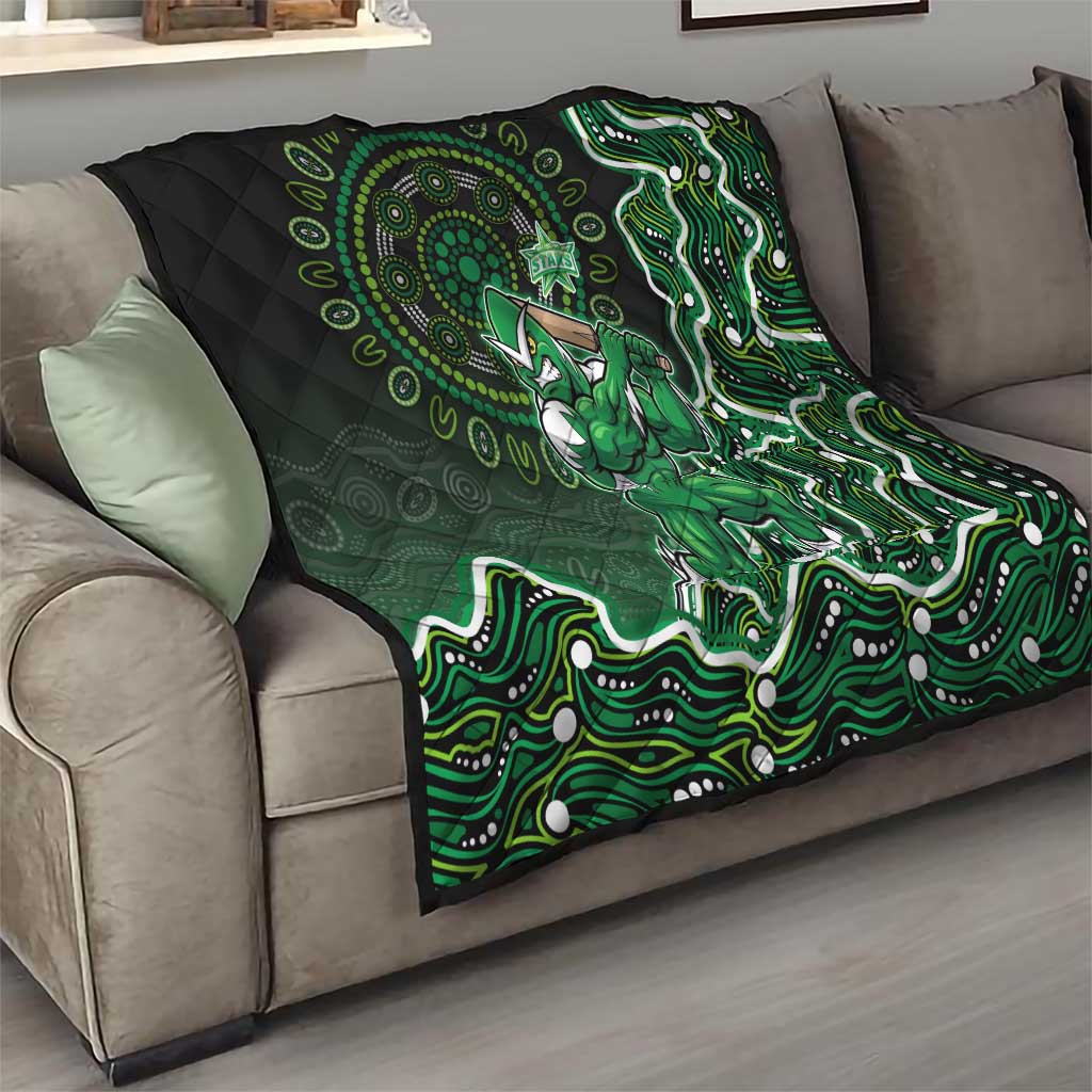 Melbourne Stars Cricket Mascot Quilt Aboriginal Dot Art Green And Black Tribal Pattern