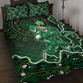 Melbourne Stars Cricket Mascot Quilt Bed Set Aboriginal Dot Art Green And Black Tribal Pattern