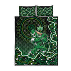 Melbourne Stars Cricket Mascot Quilt Bed Set Aboriginal Dot Art Green And Black Tribal Pattern