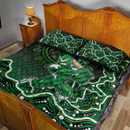 Melbourne Stars Cricket Mascot Quilt Bed Set Aboriginal Dot Art Green And Black Tribal Pattern