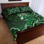 Melbourne Stars Cricket Mascot Quilt Bed Set Aboriginal Dot Art Green And Black Tribal Pattern