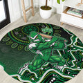 Melbourne Stars Cricket Mascot Round Carpet Aboriginal Dot Art Green And Black Tribal Pattern