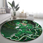 Melbourne Stars Cricket Mascot Round Carpet Aboriginal Dot Art Green And Black Tribal Pattern
