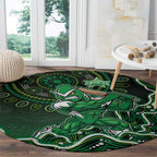 Melbourne Stars Cricket Mascot Round Carpet Aboriginal Dot Art Green And Black Tribal Pattern