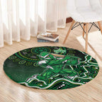 Melbourne Stars Cricket Mascot Round Carpet Aboriginal Dot Art Green And Black Tribal Pattern
