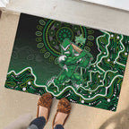 Melbourne Stars Cricket Mascot Rubber Doormat Aboriginal Dot Art Green And Black Tribal Pattern