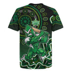 Melbourne Stars Cricket Mascot Rugby Jersey Aboriginal Dot Art Green And Black Tribal Pattern