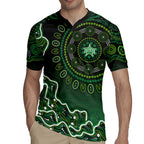 Melbourne Stars Cricket Mascot Rugby Jersey Aboriginal Dot Art Green And Black Tribal Pattern