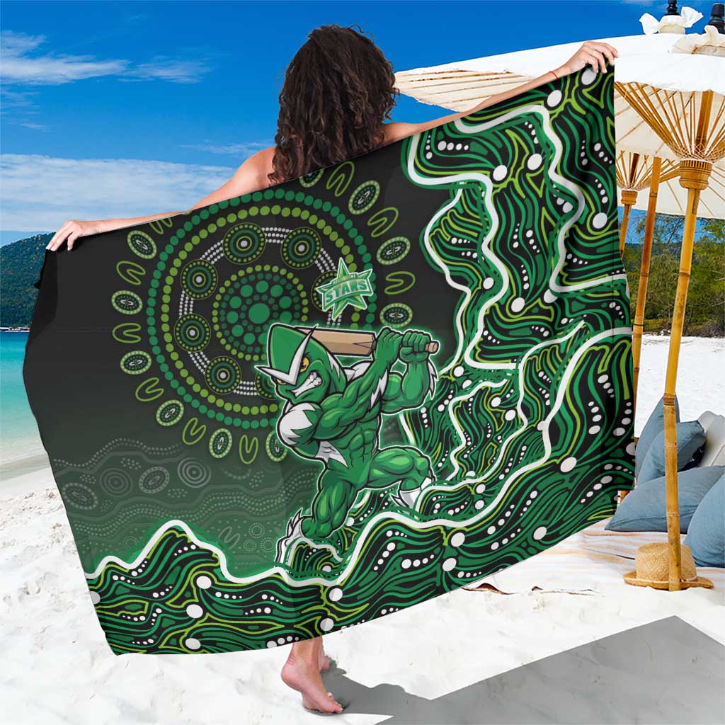 Melbourne Stars Cricket Mascot Sarong Aboriginal Dot Art Green And Black Tribal Pattern