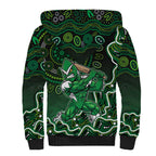 Melbourne Stars Cricket Mascot Sherpa Hoodie Aboriginal Dot Art Green And Black Tribal Pattern