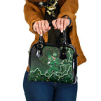 Melbourne Stars Cricket Mascot Shoulder Handbag Aboriginal Dot Art Green And Black Tribal Pattern