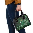 Melbourne Stars Cricket Mascot Shoulder Handbag Aboriginal Dot Art Green And Black Tribal Pattern